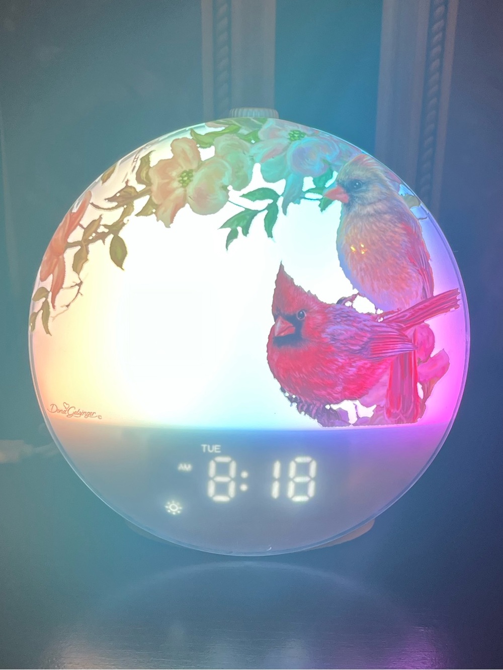 Bradford Exchange "Morning Cardinals" alarm clock, artwork by Dona Gelsinger